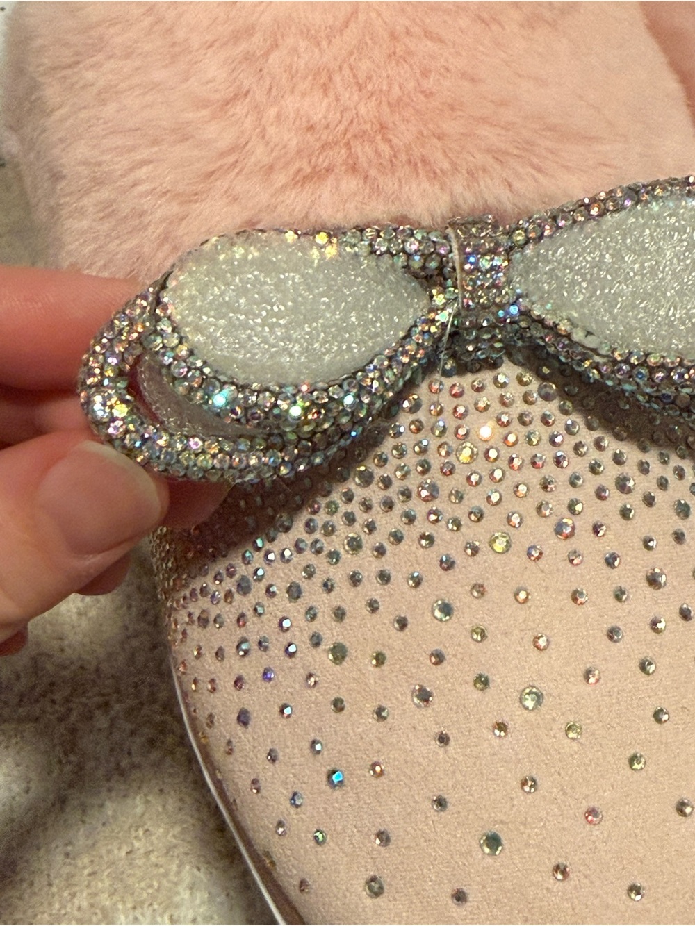 Gianni Bini Pink Sparkle Bow Slippers - Picture 4 of 8